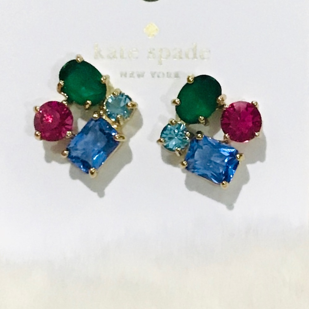 kate spade Cluster Multi Color Earrings &.Dust Bag
